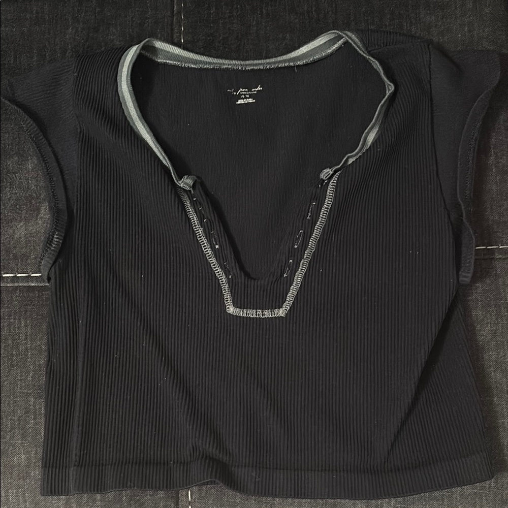 Urban Outfitters Black Ribbed Crop T-Shirt